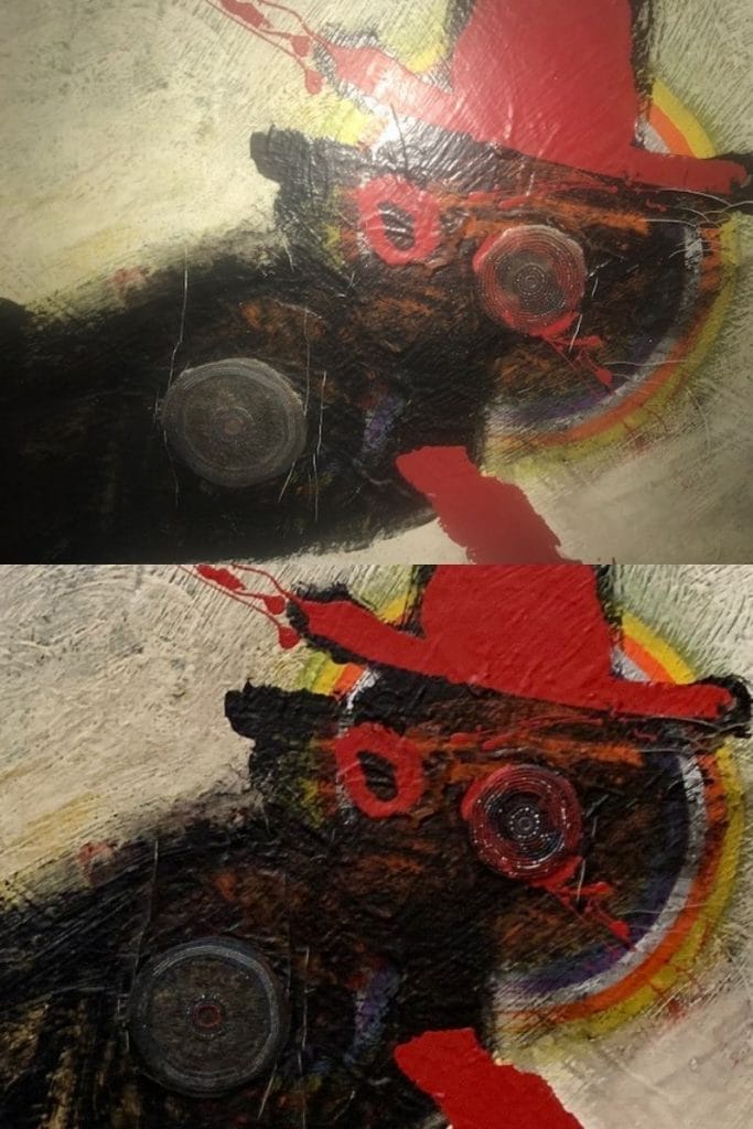 Detail of abstract work of art by Oliver Lee Jackson titled "Untitled (Sharpeville Series), 1977