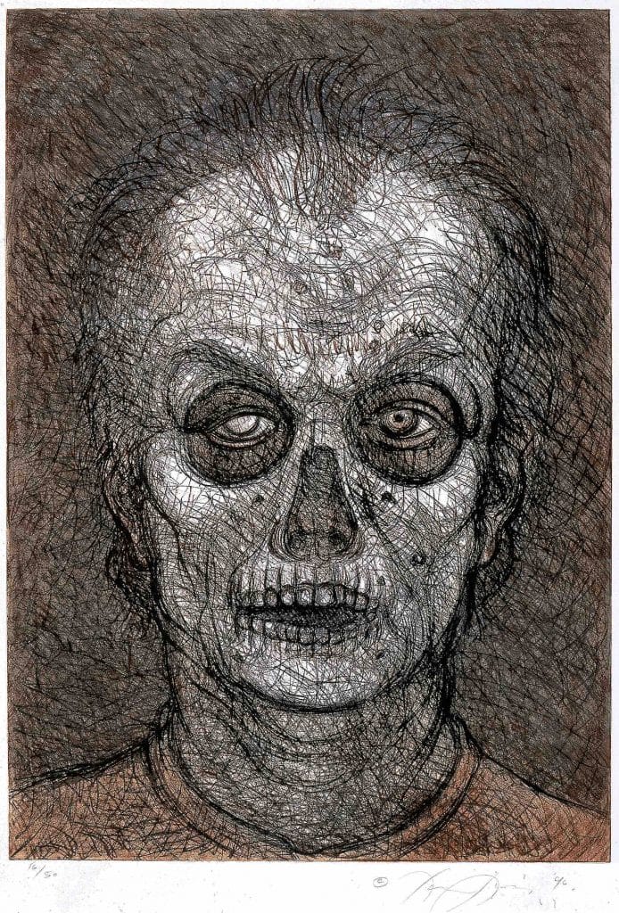 Luis Jiménez, Self-Portrait [Autorretrato], 1996, soft-ground etching with aquatint, 54 x 39 in., Blanton Museum of Art, The University of Texas at Austin, Gift of Julia Wilkinson, 2001