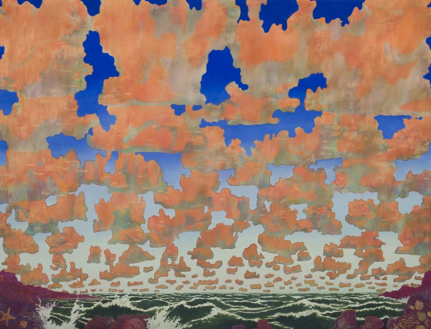 Aaron Morse, Cloud World (#3), 2014, acrylic on canvas, 89 x 118 in., Blanton Museum of Art, The University of Texas at Austin, Gift of Portia Hein and Philip Martin, 2015.34, © Aaron Morse