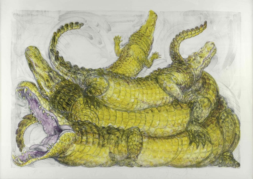 Luis Jiménez, Lagartos [Alligators], 1995, lithograph, 39 x 55 in., Blanton Museum of Art, The University of Texas at Austin, Bequest of John A. Robertson, 2018