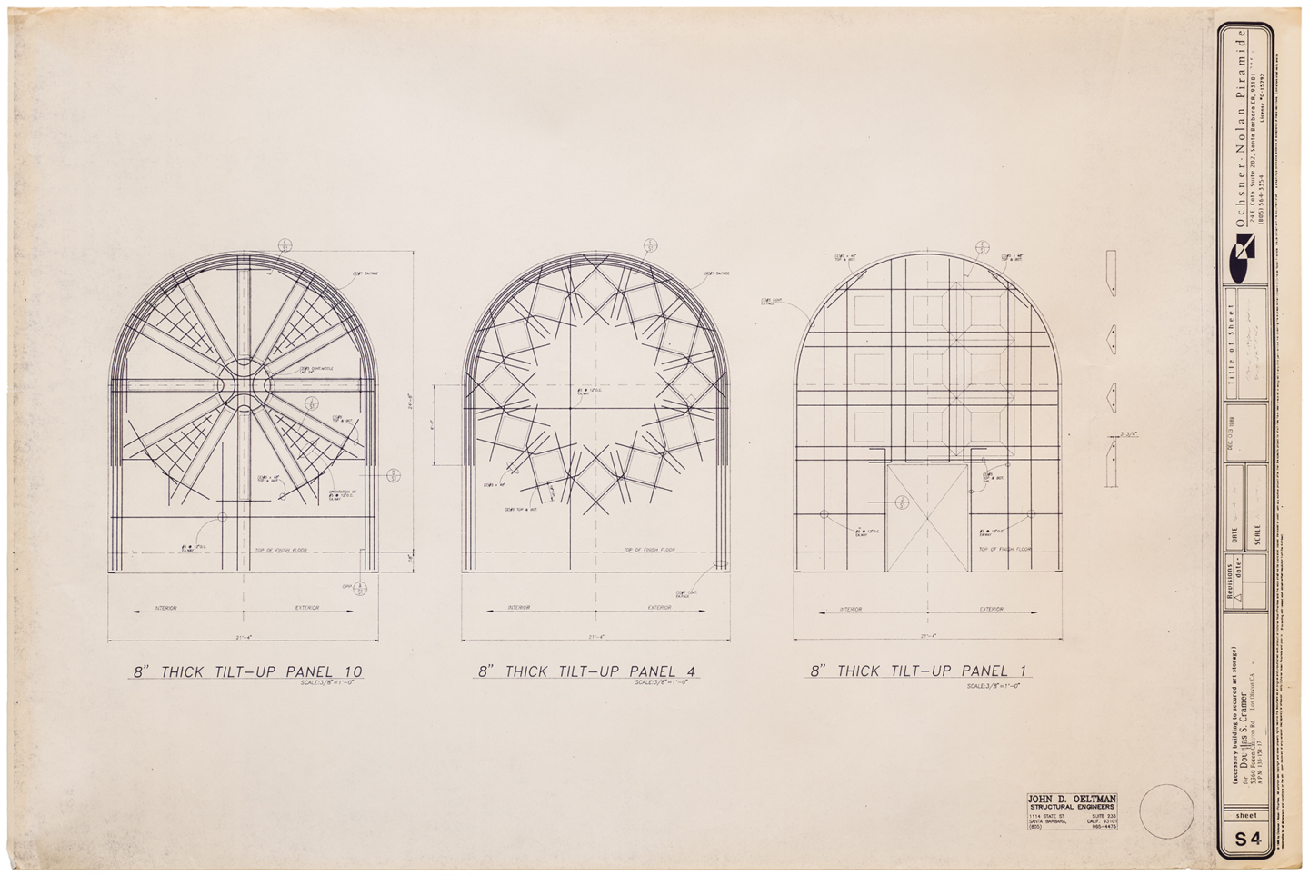 Blueprint of “Cramer chapel,” by the architectural firm Oschner Nolan Piramide, 1989