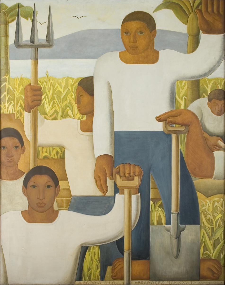 Carlos Quízpez Asín, Alegoría a los labradores [Allegory to the Workers], 1928, oil on canvas, 74 13/16 x 59 1/16 in., Universidad Nacional de Ingeniería, Lima– Perú