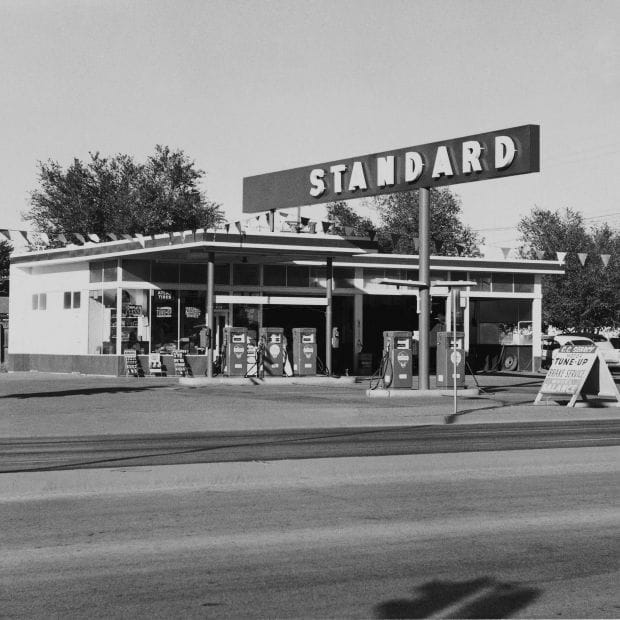 Ed Ruscha, Standard Station, Amarillo, Texas, 1962, Gelatin-silver print, Photo courtesy the artist