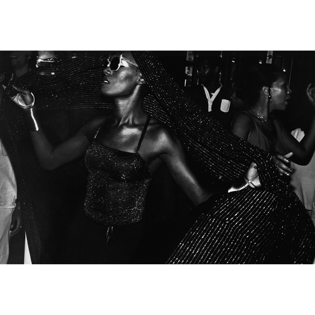 Ming Smith, Grace Jones, Studio 54 (New York), 1970s, archival pigment print, 24 1/2 x 36 in., © Ming Smith / Artists Rights Society (ARS), New York 