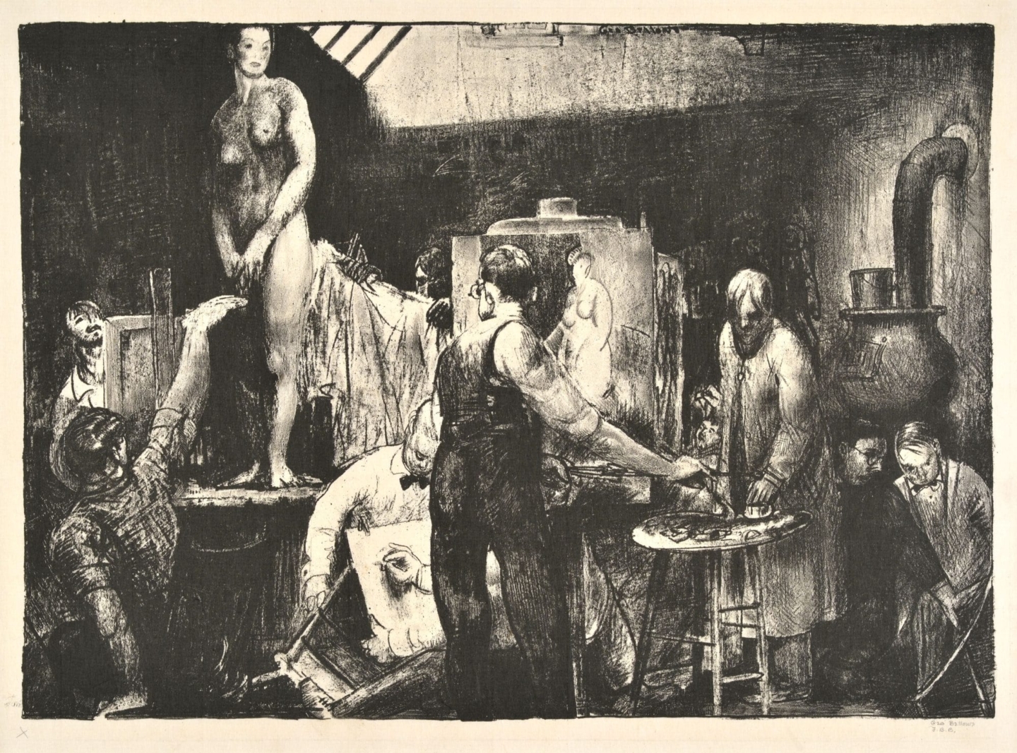 George Bellows, The Life Class, First Stone, 1917, lithograph, 18 7/8 x 25 13/16 in., Blanton Museum of Art, The University of Texas at Austin, Gift of the Still Water Foundation, 1992